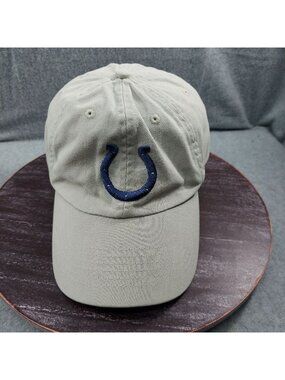 Indianapolis Colts Beige Baseball Cap With Blue Horseshoe Logo Adjustable Strapb